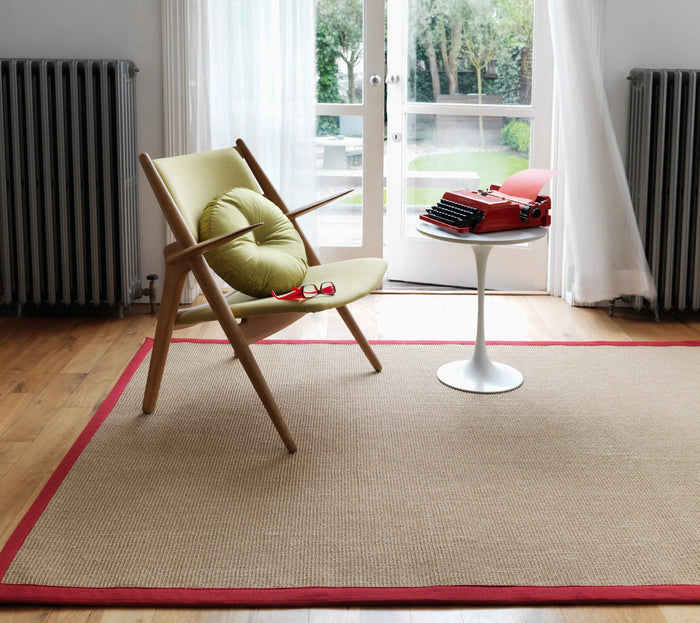 Sisal Rug - Linen/Red Border