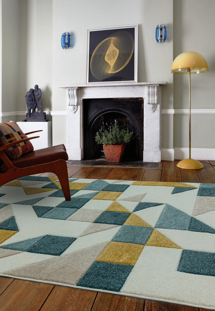 Sketch Rug - Shapes Green SK03
