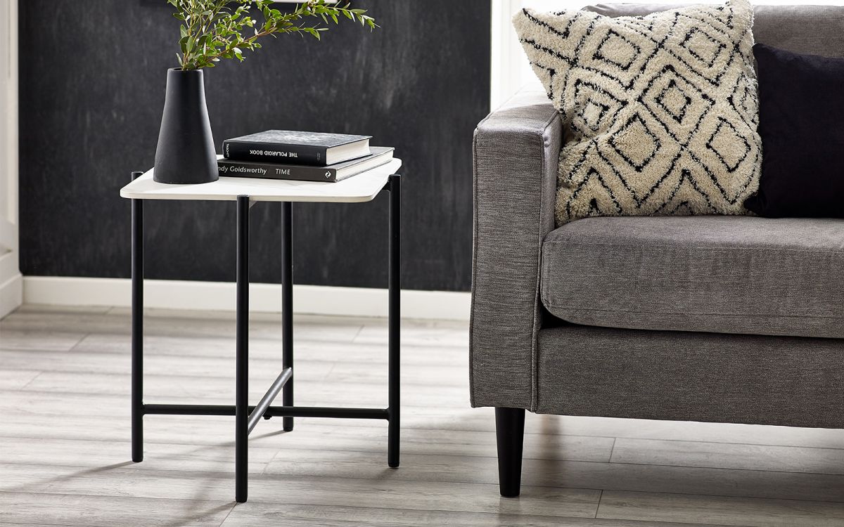 Siena Lamp Table - Marbled Sintered Stone