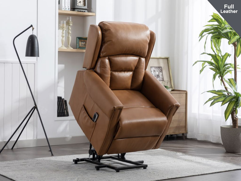 Sandringham Dual Motor Lift and Tilt Chair - Camel Leather