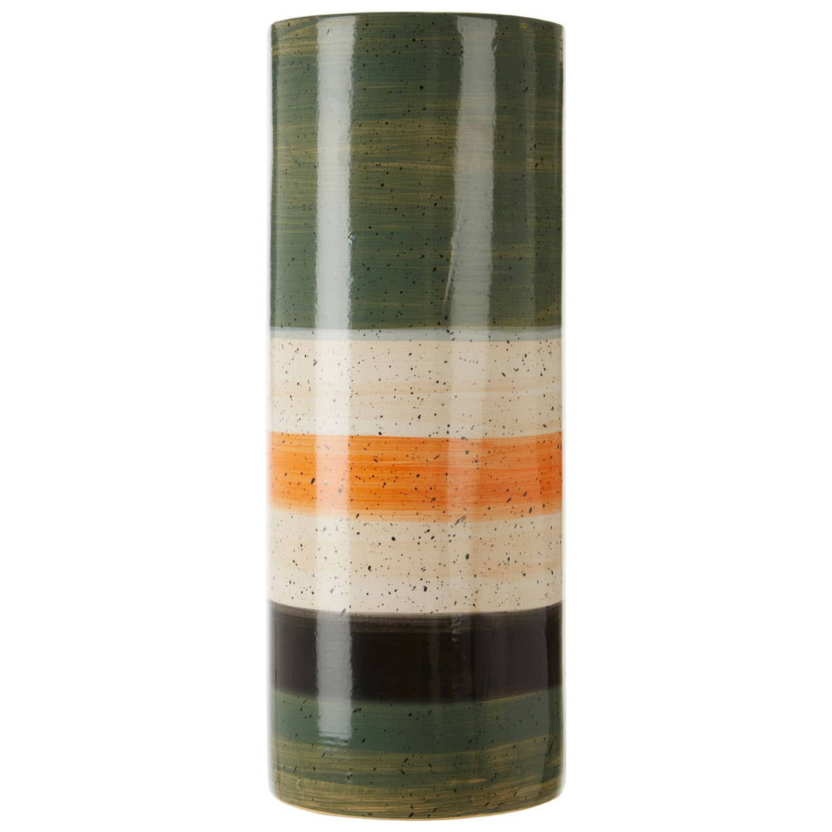 Sorrell Green And Orange Stripe Ceramic Vases