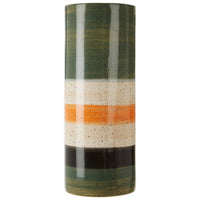 Sorrell Green And Orange Stripe Ceramic Vases