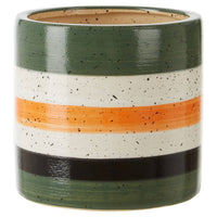 Sorrell Green And Orange Stripe Ceramic Vases