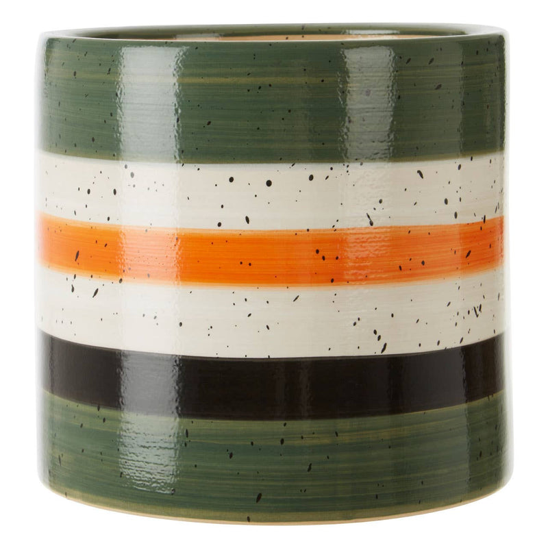 Sorrell Green And Orange Stripe Ceramic Vases