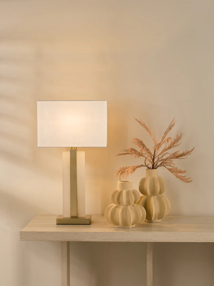 Tokori Table Lamp Alabaster and Brushed Gold With Shade