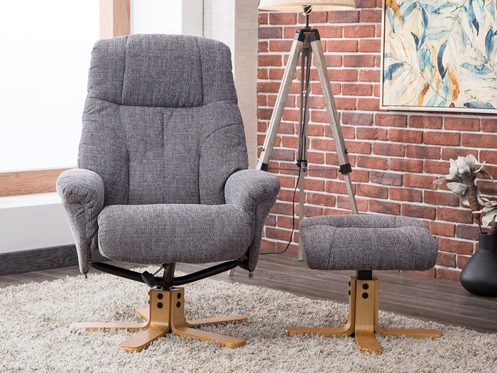 Dubai Swivel Recliner - Lisbon Grey Fabric