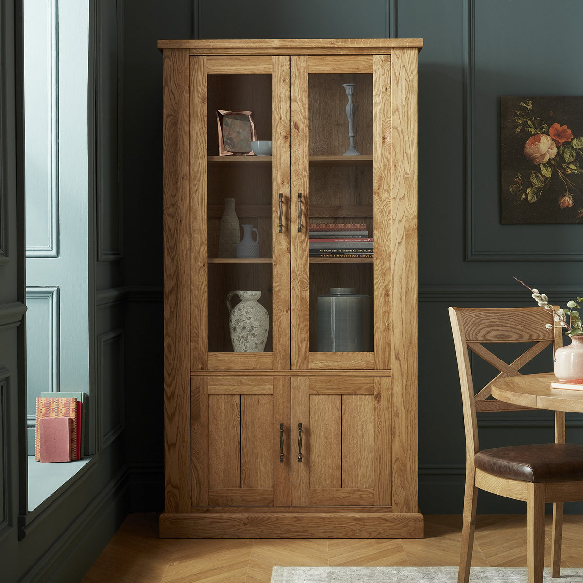 Westbury Display Cabinet - Rustic Oak