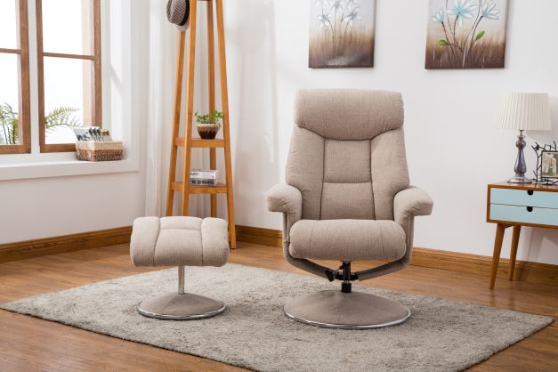 Biarritz Swivel Recliner & Footstool - Lisbon Wheat
