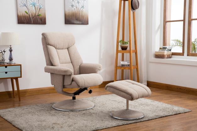 Biarritz Swivel Recliner & Footstool - Lisbon Wheat