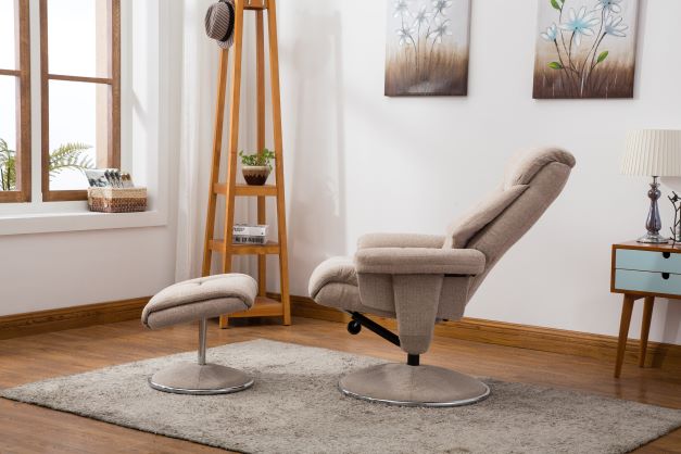 Biarritz Swivel Recliner & Footstool - Lisbon Wheat