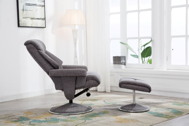 Biarritz Swivel Recliner & Footstool - Lisbon Grey