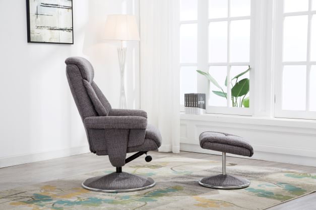 Biarritz Swivel Recliner & Footstool - Lisbon Grey