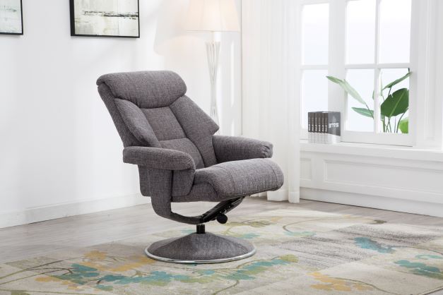 Biarritz Swivel Recliner & Footstool - Lisbon Grey