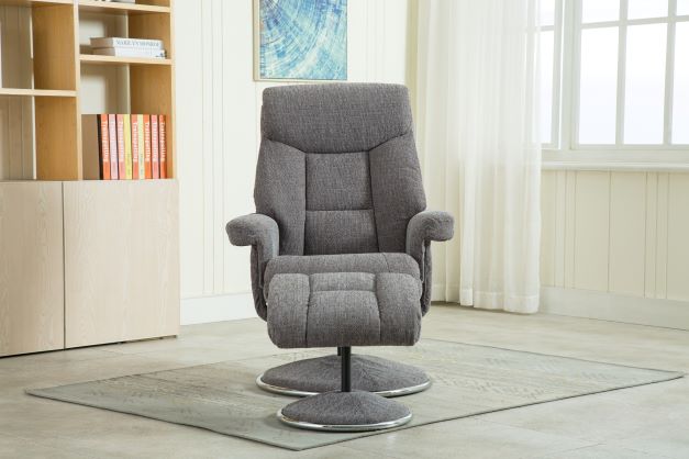 Biarritz Swivel Recliner & Footstool - Lisbon Grey