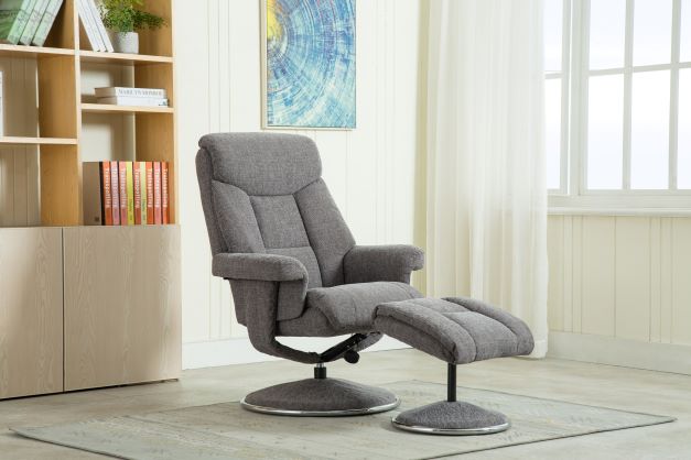 Biarritz Swivel Recliner & Footstool - Lisbon Grey