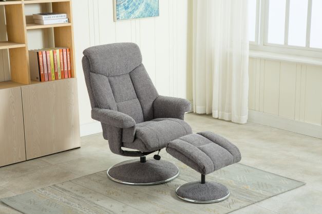 Biarritz Swivel Recliner & Footstool - Lisbon Grey