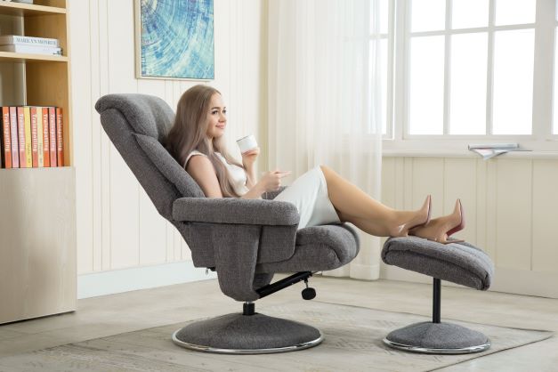 Biarritz Swivel Recliner & Footstool - Lisbon Grey