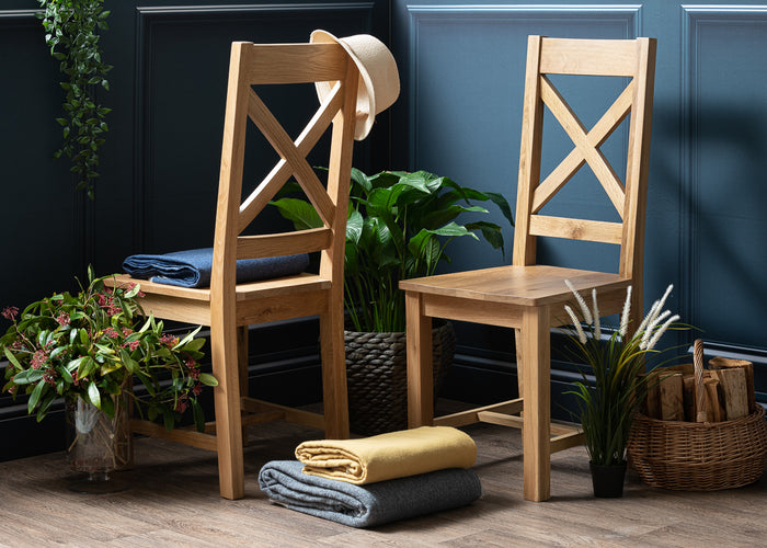 Skye - Dining Cross Back Chair, Wood Seat (DAM535N)