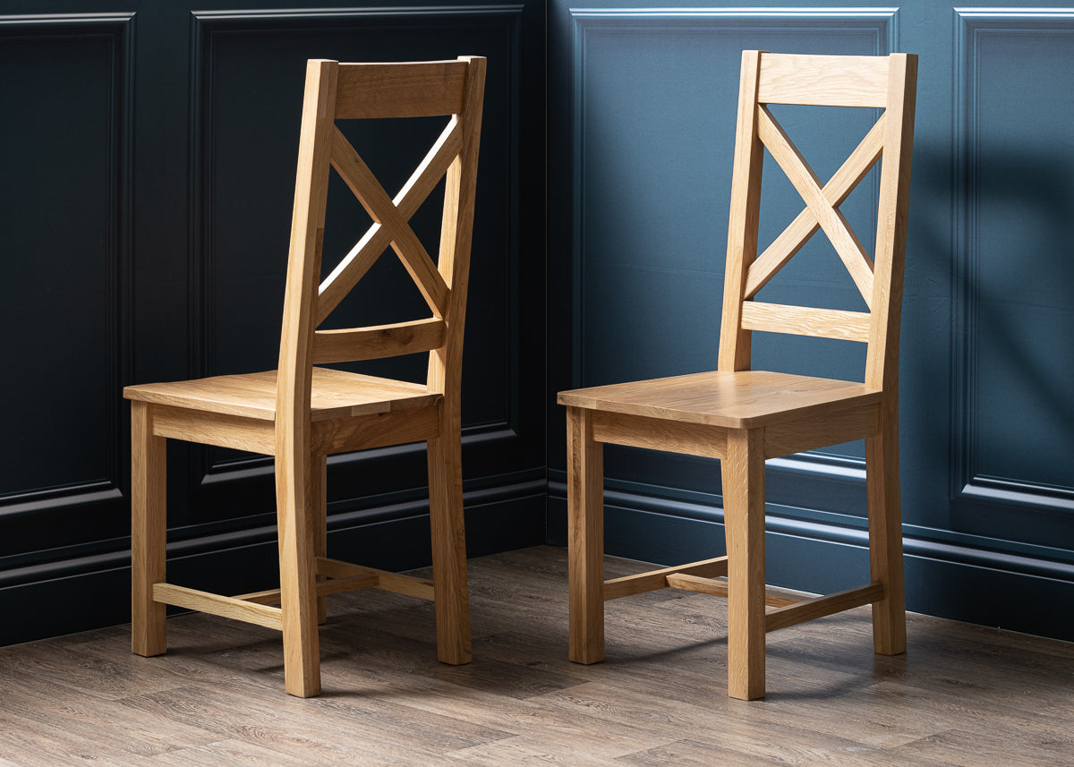 Skye - Dining Cross Back Chair, Wood Seat (DAM535N)