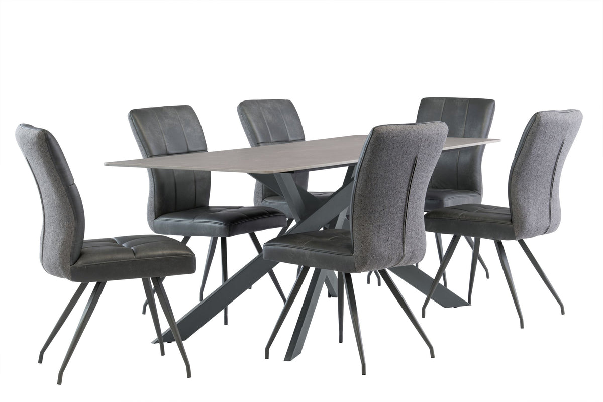 Marcello 11 - 8 Seater  Dining Table - Matt Grey / Grey Leg